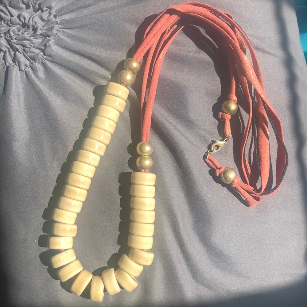Anthropologie long pink beaded necklace